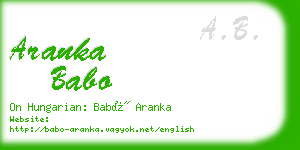 aranka babo business card